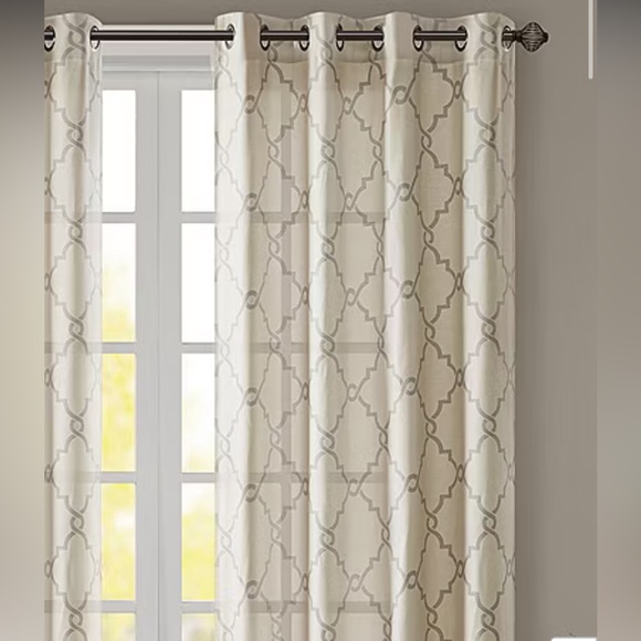Madison Park Westmont Fretwork Print Light-Filtering Grommet Top Single beige - Picture 3 of 5